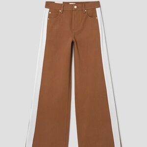 Alice + Olivia Brown and White Flare Wide Leg Jeans